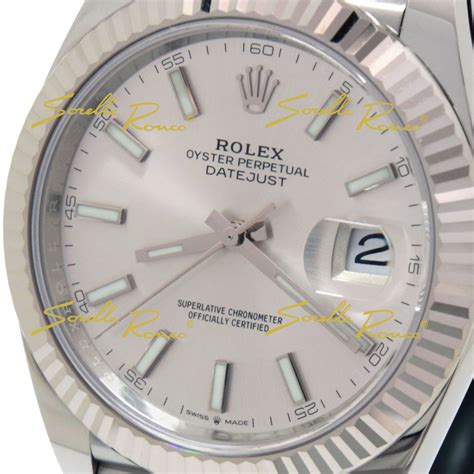 rolex datejust silver indici ghiera oro bianco oyster 31mm|rolex oyster dial.